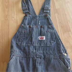 Vintage Round House Distressed Striped Overalls